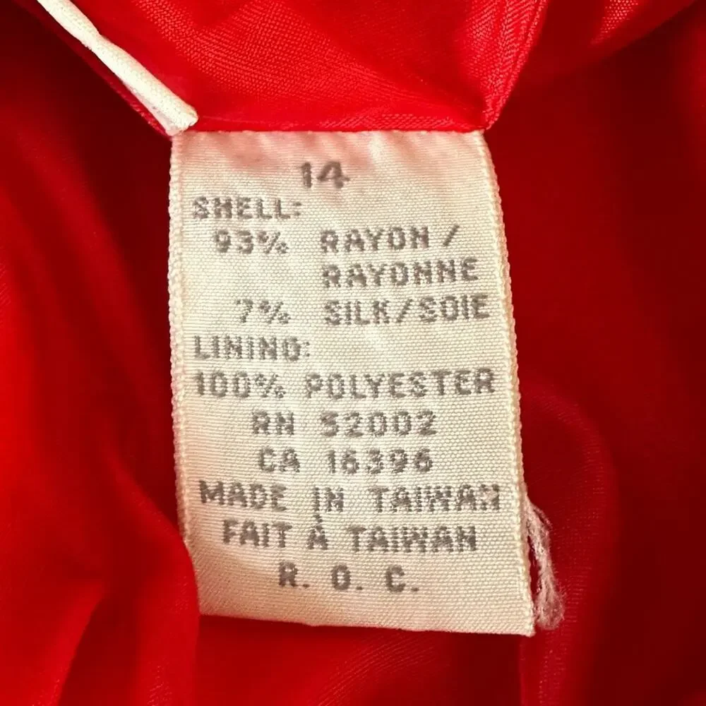 Vintage Cherry Red Silk Blend Bomber Jacket by Liz Claiborne 80s 90s jacket - Picture 11 of 11